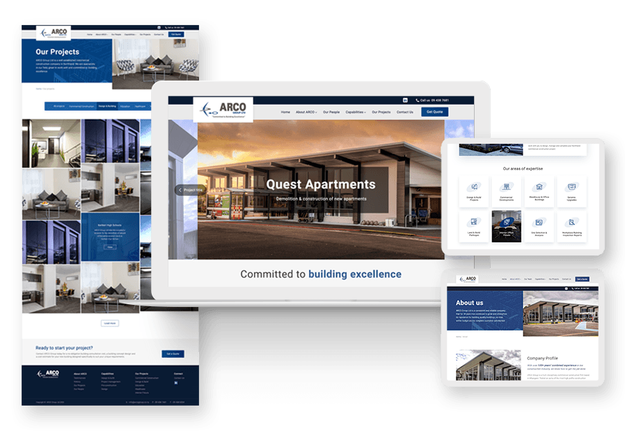 Dampect created the website for construction company ARCO to present their services